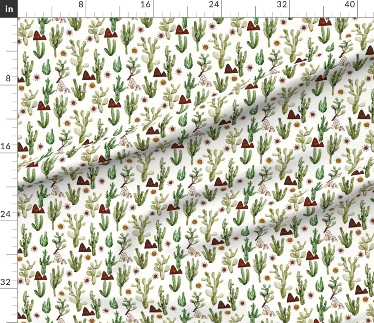 Various Fabrics by the Yard or Fat Quarter Sunrise Cactus Sun Summer Botanical Desert Mountain Mountains Custom Printed Fabric by Spoonflower